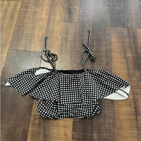 Albion Fit Kids Wave Swimsuit Top, Black Check Size Small - Picture 9 of 9